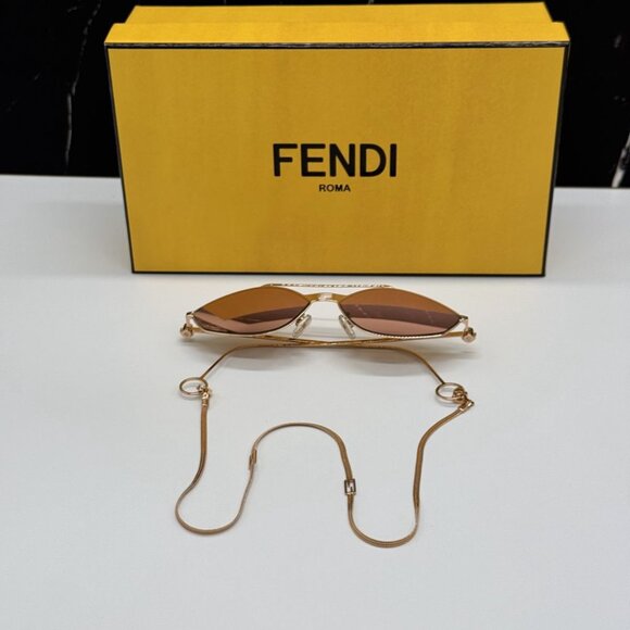NEW  FE40114U-Y 33U FENDI SUNGLASSES GOLD RED WOMEN EYEWEAR FENDI - Picture 1 of 14